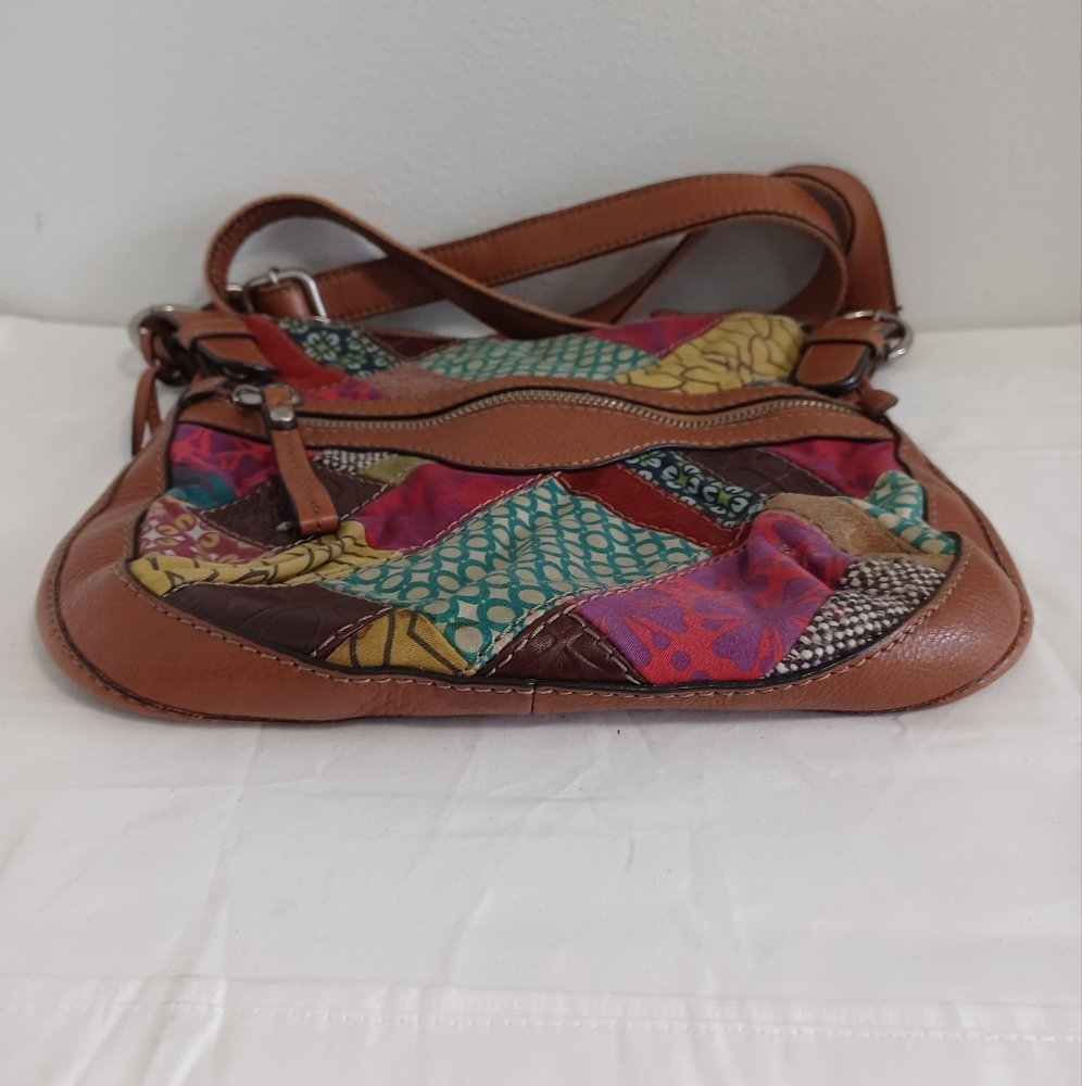Fossil Patchwork Multicolor Leather/Suede Large C… - image 2